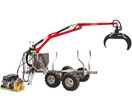 Remorque à bois forestière double essieu 1500 kg avec grue hydraulique 3,4 m et grappin - Moteur essence 6,5ch Torros AHR1500HWK