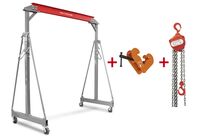 Grue à portique 3 t + palan à chaînes avec pince à poutre MW Tools PTLK3-SET3000