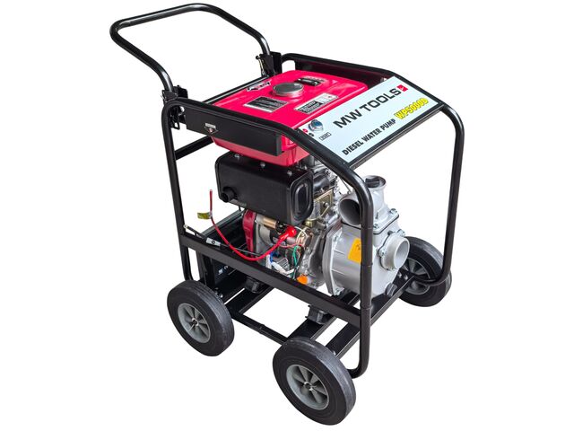 Pompe à eau 3 haut débit - 50 000 L/h - Moteur thermique diesel 6 ch - Hauteur de refoulement 28 m - Démarrage électrique MW Tools WP5000D