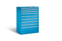 Armoire fixe à 9 tiroirs (3x100/5x150/1x300) 200kg | KEY Lock Bleu clair RAL 5012
