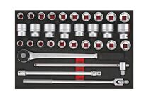 Jeu de douilles et accesoires Foam4x4 tray 3/4 19-50mm 32 pièces Teng Tools TTESK32