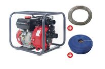 Pack Pompe à eau thermique essence 18.000 L/h 7 CV raccord 2 avec tuyau d&amp;#039;aspiration 5 m et tuyau de refoulement 50 m MW Tools WP1800PSET
