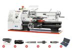 Tour à métaux d'établi hauteur des pointes 100 mm entre-pointes 300 mm alésage 21 mm 0,6 kW 230V + accessoires essentiels Torros PACK TR1830V