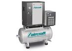 Compresseurs à vis avec sécheur d'air et cuve 200 litres débit d'air effectif 480 l/min 10 Bar 4 kW 400V Aircraft A-MICRO SE4-10-200K
