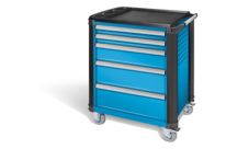 Chariot d&#039;atelier à 5 tiroirs : revêtement en plastique, protection des coins | KEY Lock 5012