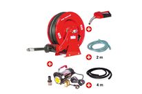 Pack enrouleur Diesel 15 m Ø 3/4 20 bars Acier peint avec pompe 230 V pistolet et tuyaux MW Tools SHD3415 SET3 230