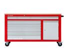 Servante d&#039;atelier 7 tiroirs + 1 armoire rouge et grise XXL 1640 mm avec plan de travail stratifié MW Tools GW307K