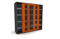 Armoire à portes coulissantes vitrées 8 tablettes