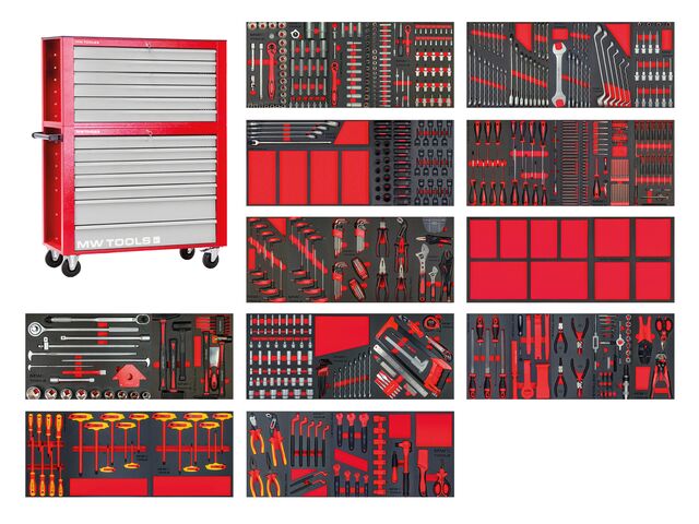 Servante d&#039;atelier complète large avec coffre EV XXL 782 outils MW Tools MWE999G36