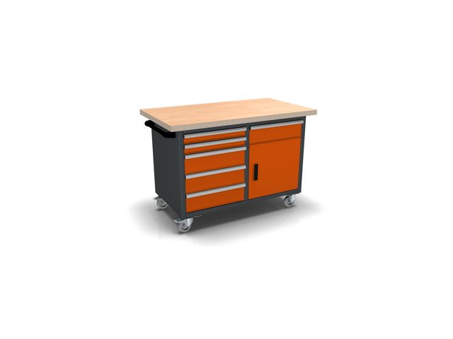 Etabli roulant 6 tiroirs et 1 porte L 1250 mm