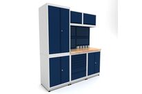 Établi d&amp;#039;atelier industriel 1860 mm PRACO M T01 - Plateau en hêtre massif - Éclairage LED - Tiroirs et armoire MW Tools PRAM1860T01