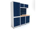 Établi d'atelier industriel 1860 mm PRACO M T01 - Plateau en hêtre massif - Éclairage LED - Tiroirs et armoire MW Tools PRAM1860T01