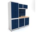 Établi d'atelier industriel 1860 mm PRACO M T01 - Plateau en hêtre massif - Éclairage LED - Tiroirs et armoire MW Tools PRAM1860T01