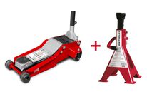 Pack cric 3T double pompe et pédale rapide + paire de chandelles 3T MW Tools CAT30DP SET3