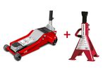 Pack cric 3T double pompe et pédale rapide + paire de chandelles 3T MW Tools CAT30DP SET3