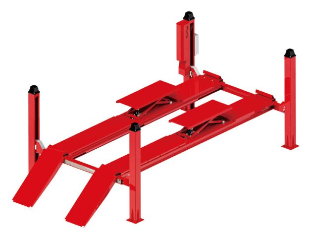 Pont élévateur hydraulique 4 colonnes 5,5t - Fonction géométrie &amp; pont auxiliaire 4t MW Tools HB455U