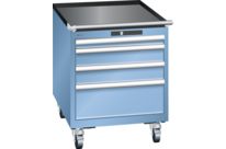 Armoire mobile à 4 tiroirs | KEY Lock Bleu clair RAL 5012