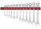 Jeu de 12 clés mixtes à cliquet sur support mural Teng Tools WRSP12RS