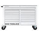 Servante d&#039;atelier 15 tiroirs blanche XXL 1415 mm robuste en acier soudé verrouillable roues ø125 mm MW Tools GW115W
