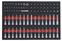 Set de douilles et d&#039;embouts Foam4x4 tray 1/2- 1/4- 3/8 PLAT- PH- PZ- TX- TPX- TXE- HEX- SPL- RIB 85 pièces Teng Tools TTESK85