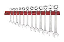 Jeu de 12 clés mixtes à cliquet sur support mural Teng Tools WRSP12RS