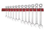 Jeu de 12 clés mixtes à cliquet sur support mural Teng Tools WRSP12RS