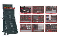Servante d&amp;#039;atelier complète noire 19 tiroirs set en mousse 411 outils Teng Tools TCEMM411BL