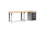 Établi plateau bois L.2500 mm avec bloc 5 tiroirs NOVALP