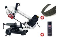 Scie à ruban portable à métaux 0-60° capacité de coupe ronde 125 mm 0,4 kW 230V avec 3 lames de scie et aérosol Torros SC125V PACK