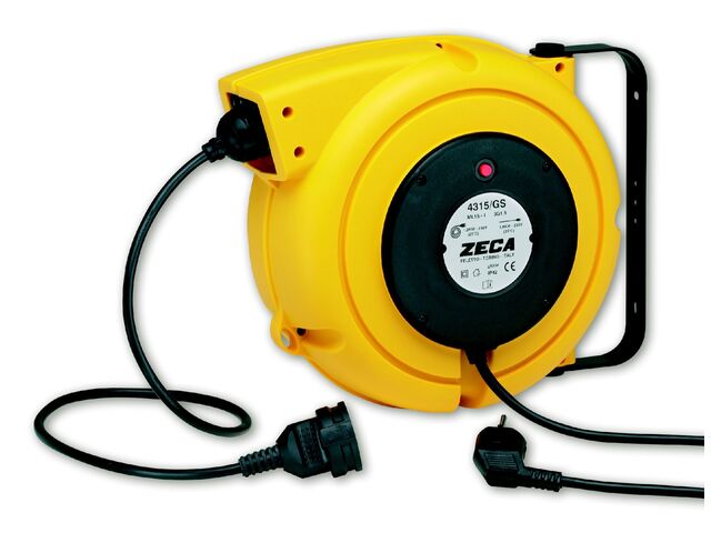 Enrouleur de câble 14 m 3G 1,5 mm² 230V Polypropylène avec enrouleur automatique et support mural pivotant Zeca 4315/GS