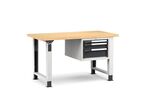 Établi plateau bois L.1500 mm avec pieds réglables et bloc 3  tiroirs NOVALP