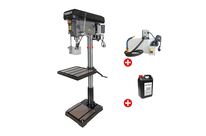 Perceuse à colonne professionnelle jusque ø 30 mm CM3 1,5 kW 230V avec système de refroidissement et bidon de 5L d&amp;#039;huile Torros DF30M PACK COOL