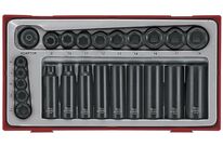 Jeu de douilles à choc court et long TTX1 tray 1/4 3/8 8- 19mm 24 pièces Teng Tools TT9024