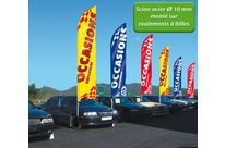 Grand drapeaux : Mât et super voile avec texte &quot;OCCASION&quot; | Kit super voile élégance