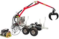 Remorque à bois forestière double essieu avec assistance à la traction 1500 kg et grue hydraulique 3,4m - Moteur essence 9ch Torros AHR1505HWG