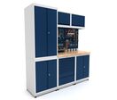 Établi d'atelier industriel 1860 mm PRACO M T01 - Plateau en hêtre massif - Éclairage LED - Tiroirs et armoire MW Tools PRAM1860T01
