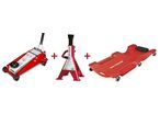 Pack cric 3T avec double pompe + paire de chandelles 3T et chariot mécanicien MW Tools CATM300D SET4