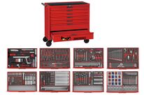 Servante d&amp;#039;atelier complète rouge 7 tiroirs set en mousse 399 outils Teng Tools TCEMM399N2