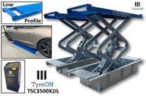 Pont élévateur ciseaux encastré | TSC3500X2iL à profil bas avec double extensions et coffres