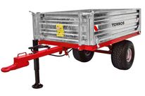 Remorque simple essieu 1000 kg pour Micro-Tracteur - Benne galvanisée basculante hydraulique - 1600 x 1100 x 400 mm - Attelage anneau ø50 mm Torros AHRT100H