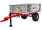 Remorque simple essieu 1000 kg pour Micro-Tracteur - Benne galvanisée basculante hydraulique - 1600 x 1100 x 400 mm - Attelage anneau ø50 mm Torros AHRT100H