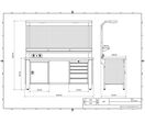 Établi d'atelier industriel 2000 mm PRACO W T34 - Plateau en hêtre massif - Éclairage LED - Tiroirs et armoire MW Tools PRAW2000T34