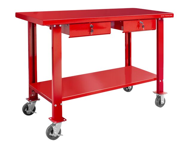 Établi 150 cm avec roues et 2 tiroirs MW Tools DER1500R