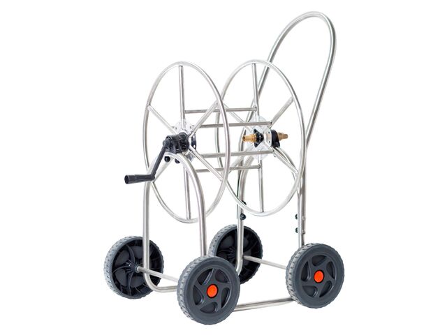Dévidoir inox 4 roues pour tuyau d&#039;eau 80 m 3/4&#039;&#039; MW Tools HW8034I2
