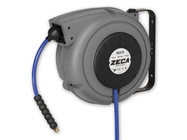 Enrouleur air et eau 11 m Ø 1/2 15 bars Tech avec enroulement automatique et support mural pivotant Zeca 805/13/S