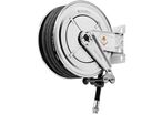 Enrouleur d'eau chaude 20 m Ø 1 100 bars Inox 304 avec enroulement automatique et support mural pivotant Raasm RA.8542.202