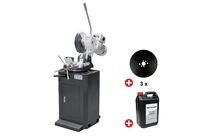 Pack Tronçonneuse métal acier inox 0,75/1,5 kW 400 V 3 lames circulaires ø315 mm 19/38 tr/min avec pompe + socle et 5L liquide de refroidissement Optisaw CS315 PACK