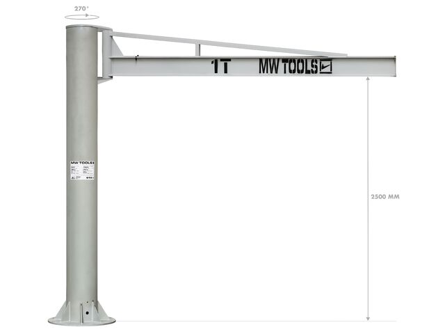 Grue pivotante manuelle colonne 1T flèche 3m MW Tools KZK100