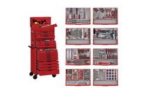 Servante d&#039;outils professionnelle complète rouge Midi Master Tools 19 tiroirs - Set de 498 outils Teng Tools TCMM498RED