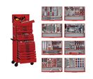 Servante d&#039;outils professionnelle complète rouge Midi Master Tools 19 tiroirs - Set de 498 outils Teng Tools TCMM498RED